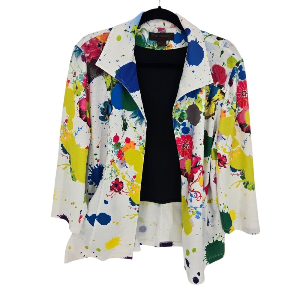 Pleats collection by Pings Imports womens XL paint splatter open front cardigan